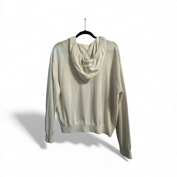 Crush Pull Over Hoodie Sweatshirt in Cream - Women’s Cotton Silk Cashmere Blend - Picture 7 of 9